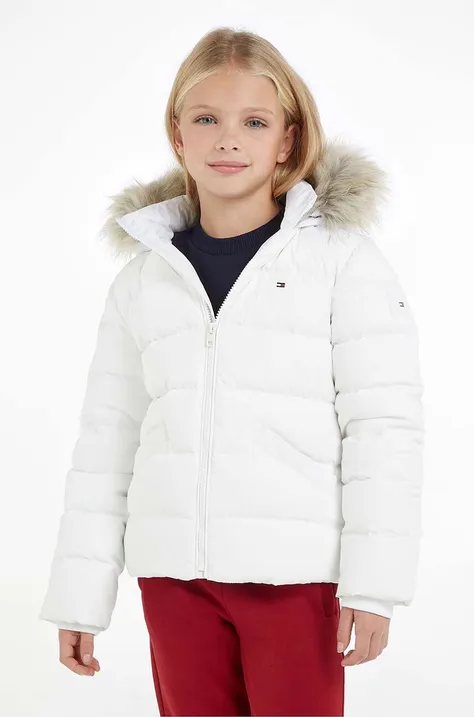 Παιδικό μπουφάν με πούπουλα Tommy Hilfiger χρώμα: άσπρο