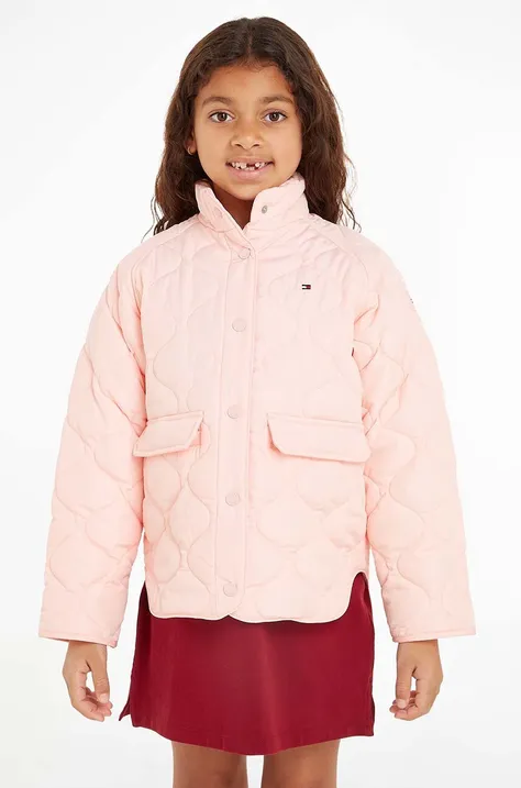 Παιδικό μπουφάν Tommy Hilfiger χρώμα: ροζ