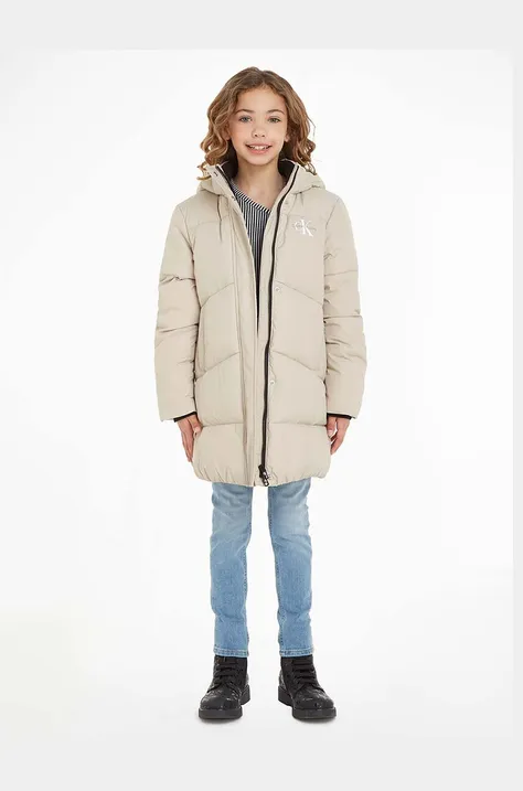 Дитяча куртка Calvin Klein Jeans колір бежевий