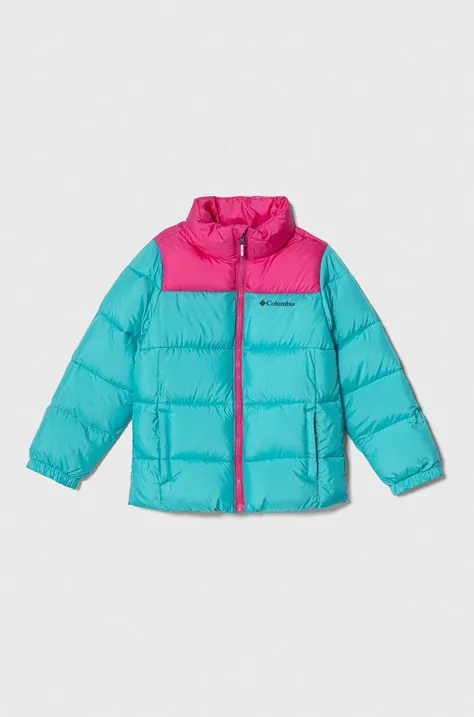 Otroška jakna Columbia U Puffect Jacket turkizna barva