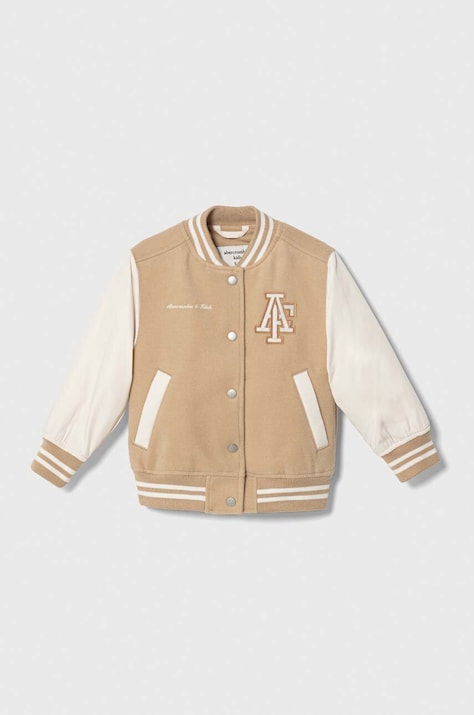 Παιδικό μπουφάν bomber Abercrombie & Fitch χρώμα: μπεζ