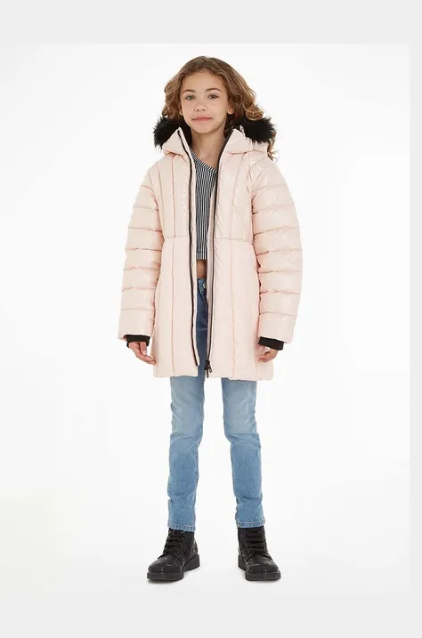 Calvin Klein Jeans kurtka dziecięca kolor różowy