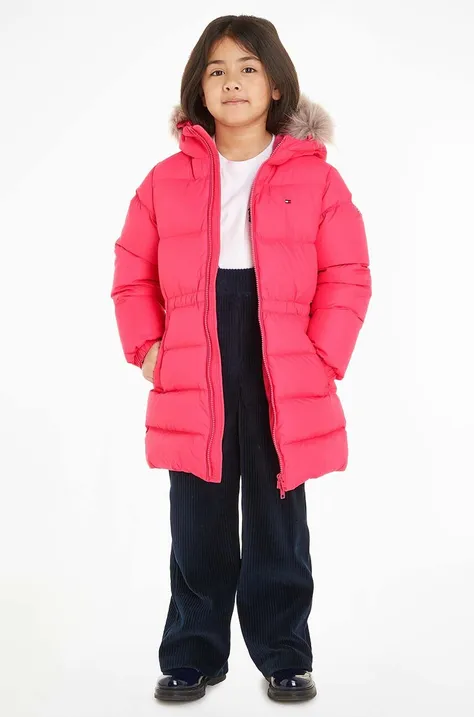 Дитяча пухова куртка Tommy Hilfiger колір рожевий