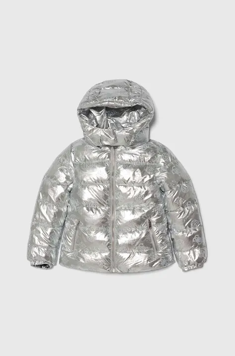 Otroška jakna Guess srebrna barva