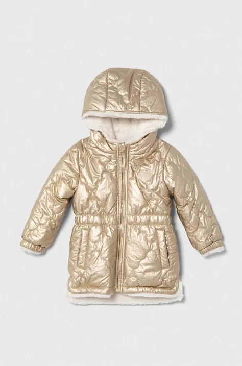 Otroška dvostranska jakna Guess zlata barva