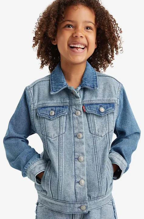 Levi's kurtka jeansowa dziecięca kolor niebieski