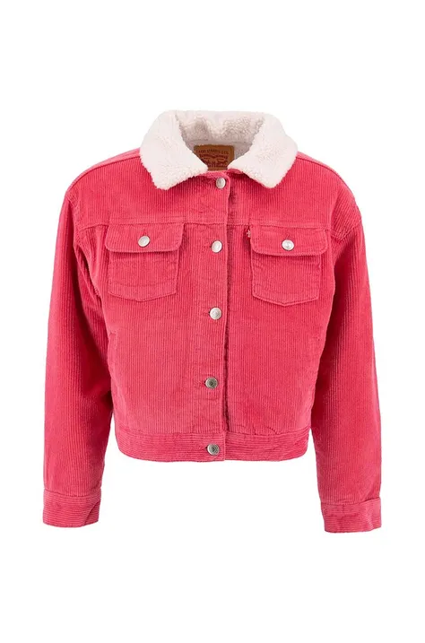 Otroška jeans jakna Levi's roza barva