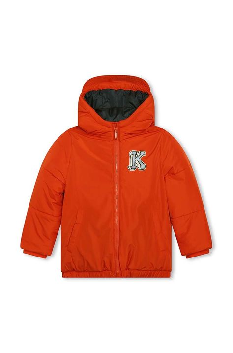 Παιδικό μπουφάν Kenzo Kids χρώμα: πορτοκαλί