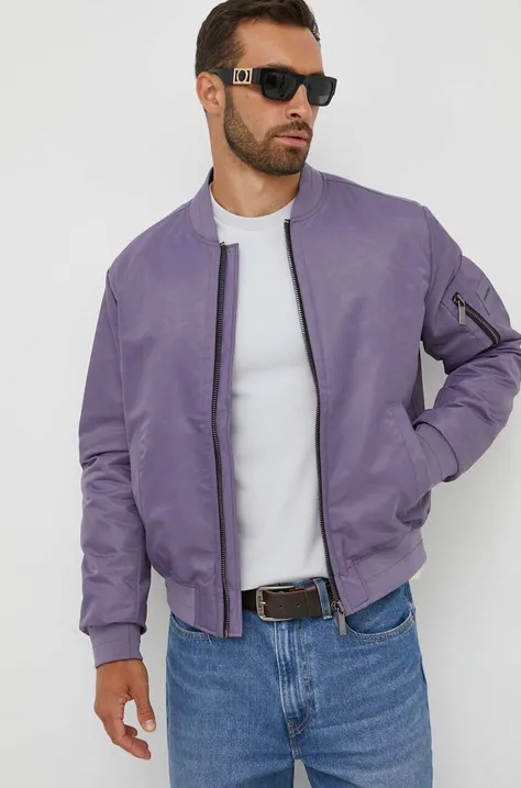 Calvin Klein kurtka bomber męski kolor fioletowy przejściowa