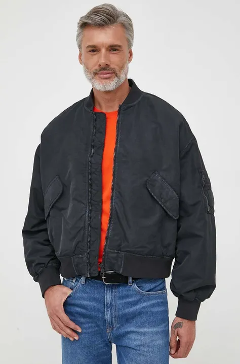 Куртка-бомбер Calvin Klein Jeans мужской цвет чёрный переходная oversize