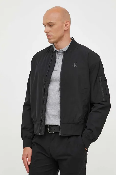 Куртка-бомбер Calvin Klein Jeans чоловічий колір чорний перехідна