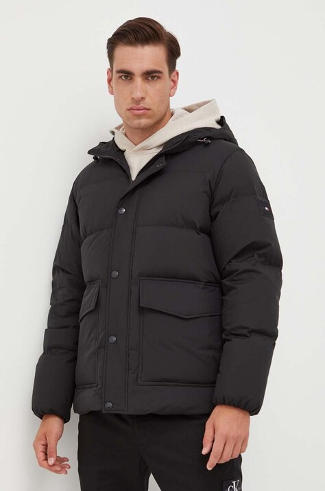 Tommy Hilfiger geaca de puf barbati, culoarea negru, de iarna