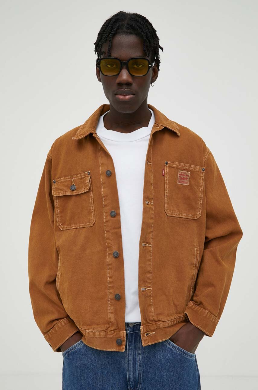 Τζιν μπουφάν Levi's ανδρικό, χρώμα: καφέ