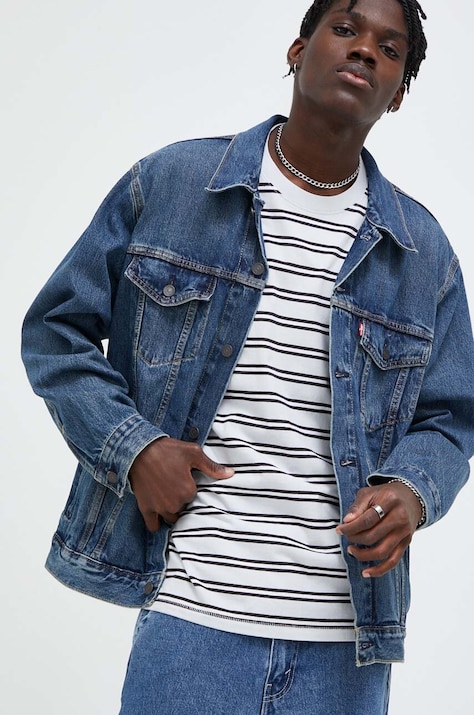 Levi's geacă din denim bărbați, de tranziție, oversized