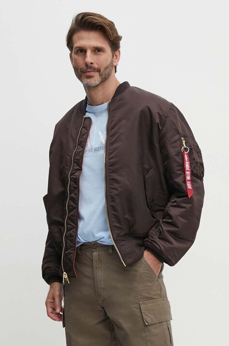Alpha Industries geacă bomber cu două fețe MA-1 bărbați, culoarea maro, de tranziție 100101.696