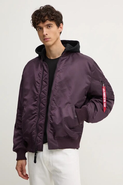 Alpha Industries geaca bomber MA-1 ZH Back EMB barbati, culoarea albastru marin, de iarna, oversize