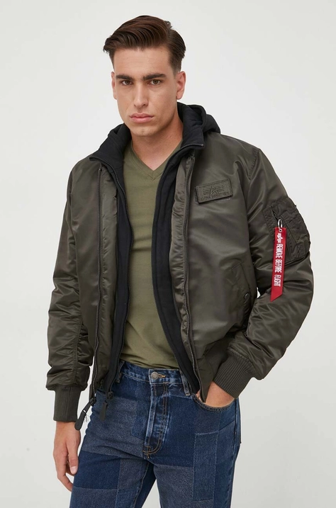 Куртка-бомбер Alpha Industries MA-1 D-Tec мужская цвет зелёный зимняя