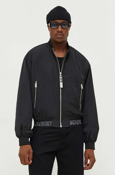 Bomber jakna Karl Lagerfeld Jeans za muškarce, boja: crna, za prijelazno razdoblje, oversize