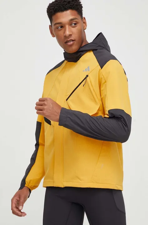 Μπουφάν για τρέξιμο adidas Performance χρώμα: κίτρινο