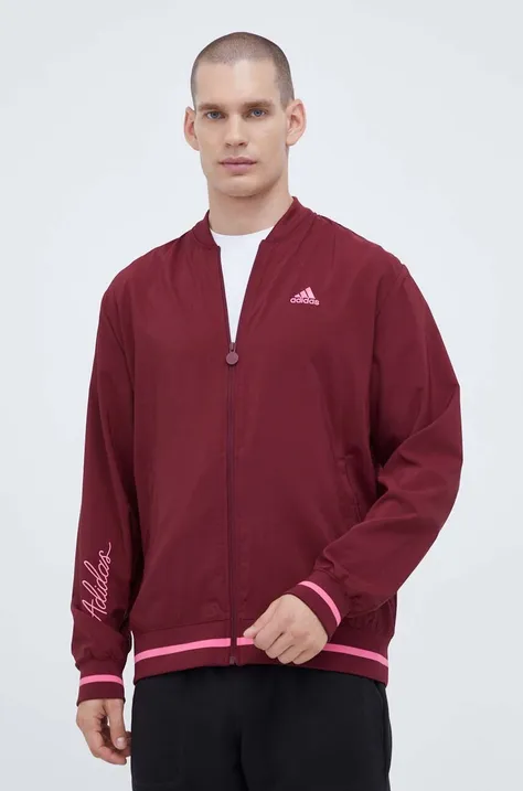 Куртка-бомбер adidas мужской цвет бордовый переходная