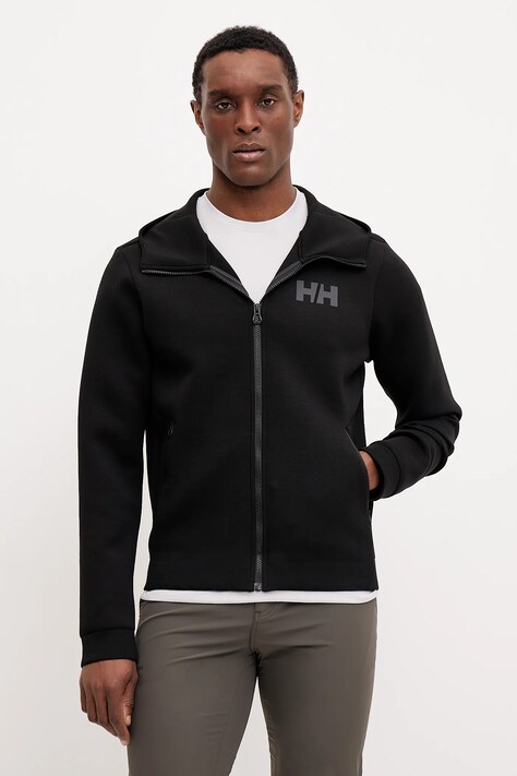 Helly Hansen hanorac Hydropower Ocean 2.0 culoarea negru, cu glugă, neted, 34264.