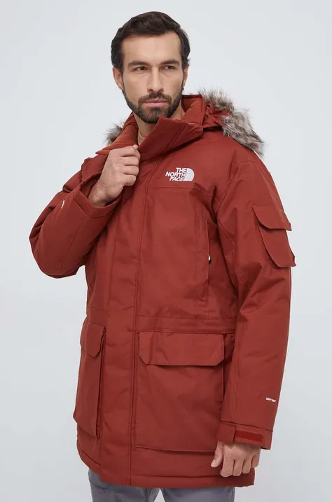 Pernata jakna The North Face za muškarce, boja: bordo, za zimu