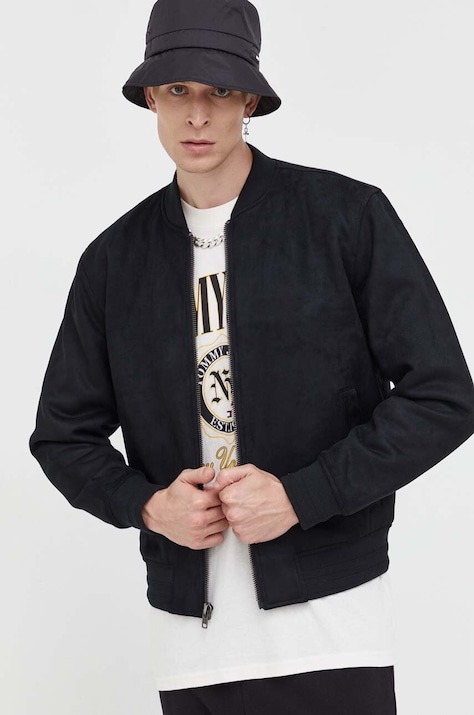 Abercrombie & Fitch kurtka bomber męski kolor czarny przejściowa