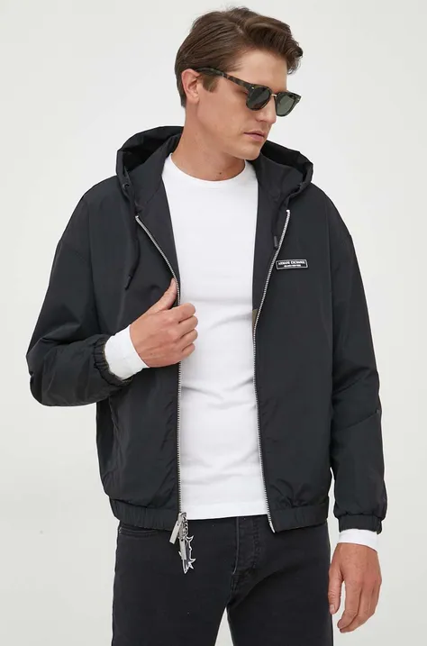 Dvostranska jakna Armani Exchange moška, črna barva