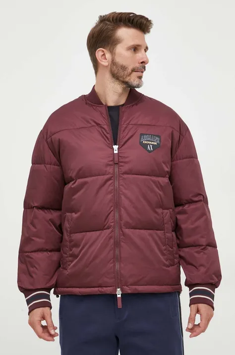 Armani Exchange kurtka męska kolor bordowy zimowa