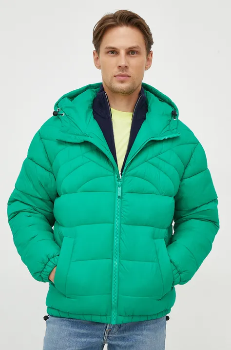 Bunda United Colors of Benetton pánska, zelená farba, zimná, oversize