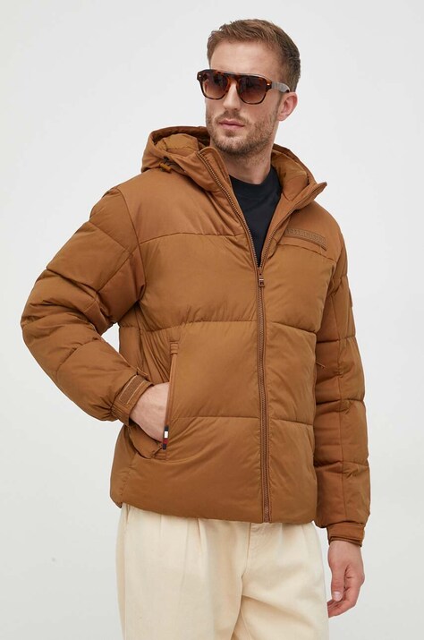 Tommy Hilfiger geaca barbati, culoarea maro, de iarna
