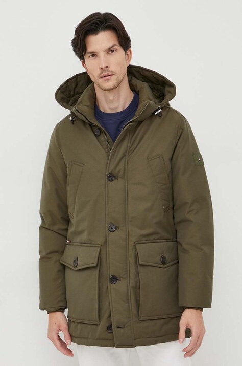 Tommy Hilfiger geaca de puf barbati, culoarea verde, de iarna