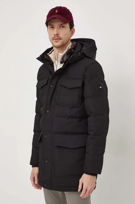 Tommy Hilfiger rövid kabát fekete, férfi, téli