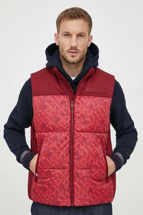 Tommy Hilfiger vesta barbati, culoarea rosu, de iarna