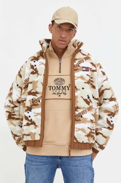 Tommy Jeans kurtka męska kolor brązowy przejściowa