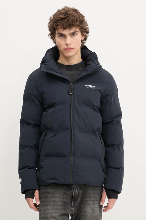 Superdry geaca barbati, culoarea albastru marin, de iarna