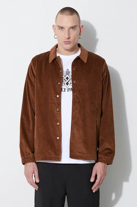 Вельветова куртка Taikan колір коричневий перехідна