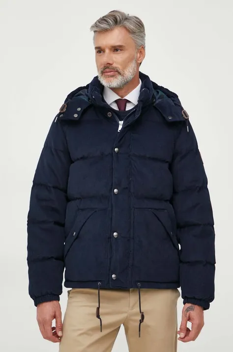 Páperová manšestrová bunda Polo Ralph Lauren tmavomodrá farba, zimná