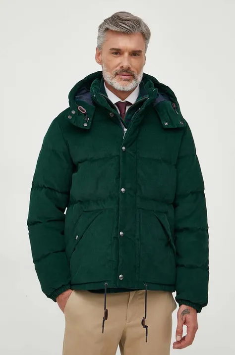 Polo Ralph Lauren kurtka sztruksowa puchowa kolor zielony zimowa