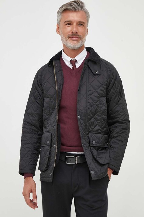 Bunda Barbour Ashby Quilt pánská, černá barva, přechodná
