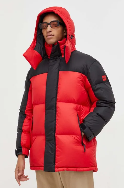 Пуховая куртка HUGO мужская цвет красный зимняя