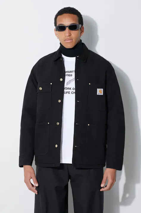 Carhartt WIP kurtka jeansowa OG Chore Coat męska kolor czarny przejściowa I027357.00E3K
