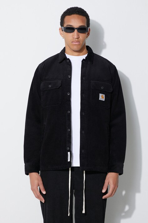 Carhartt WIP kurtka sztruksowa Whitsome Shirt Jac kolor czarny przejściowa I028827.89XX