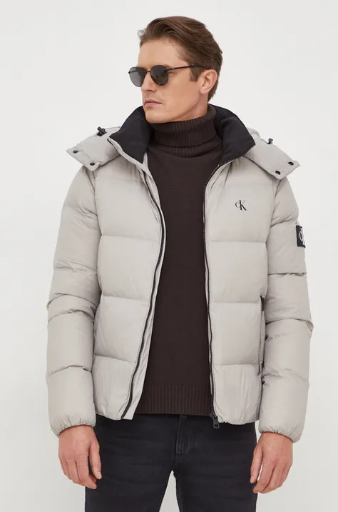 Пухова куртка Calvin Klein Jeans чоловіча колір сірий зимова
