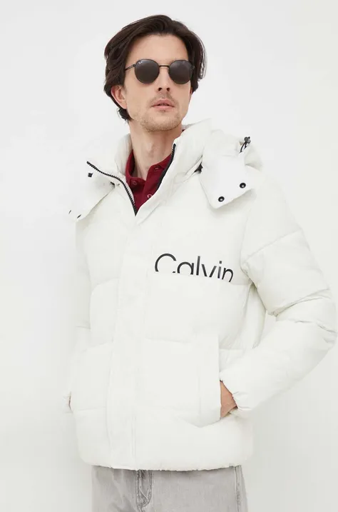 Calvin Klein Jeans kurtka męska kolor biały zimowa