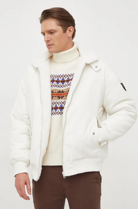 Calvin Klein Jeans kurtka dwustronna męska kolor biały przejściowa