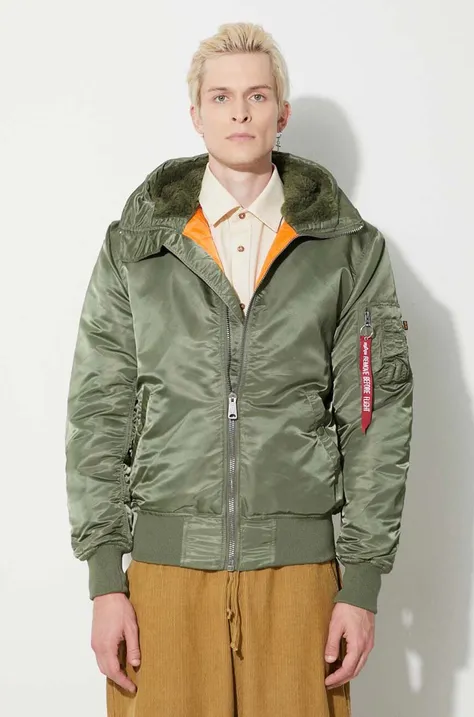 Alpha Industries jacket MA-1 Hooded men's green color 158104.01