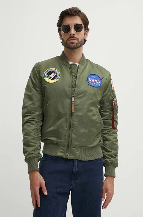 Куртка-бомбер Alpha Industries MA-1 VF NASA мужская цвет зелёный зимняя 166107.01