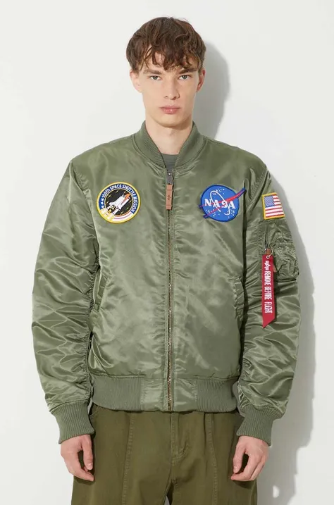 Куртка-бомбер Alpha Industries MA-1 VF NASA чоловіча колір зелений зимова