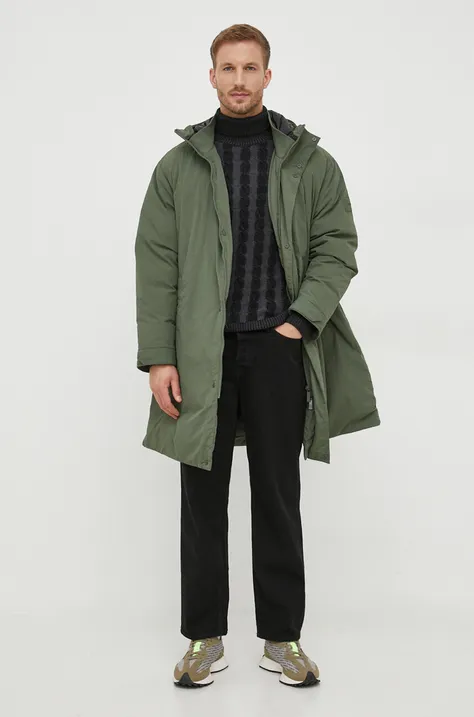 Páperová bunda Calvin Klein pánska, zelená farba, zimná